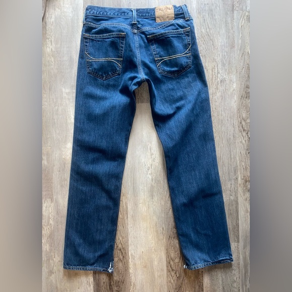 Hollister Other - Hollister Slim Straight Men’s Blue Jeans 32x32 Button Fly Distressed Hem